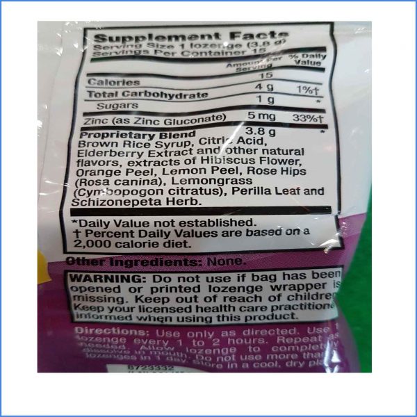 Elderberry Zinc Lozengers ingredients