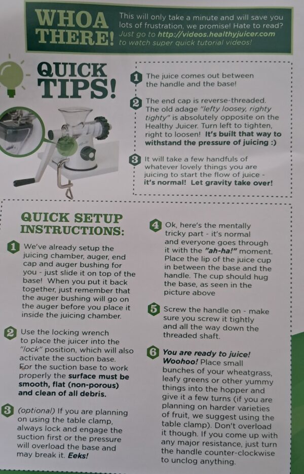 Instructions manual juicer