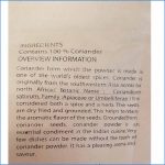 Coriander Powder ingredients